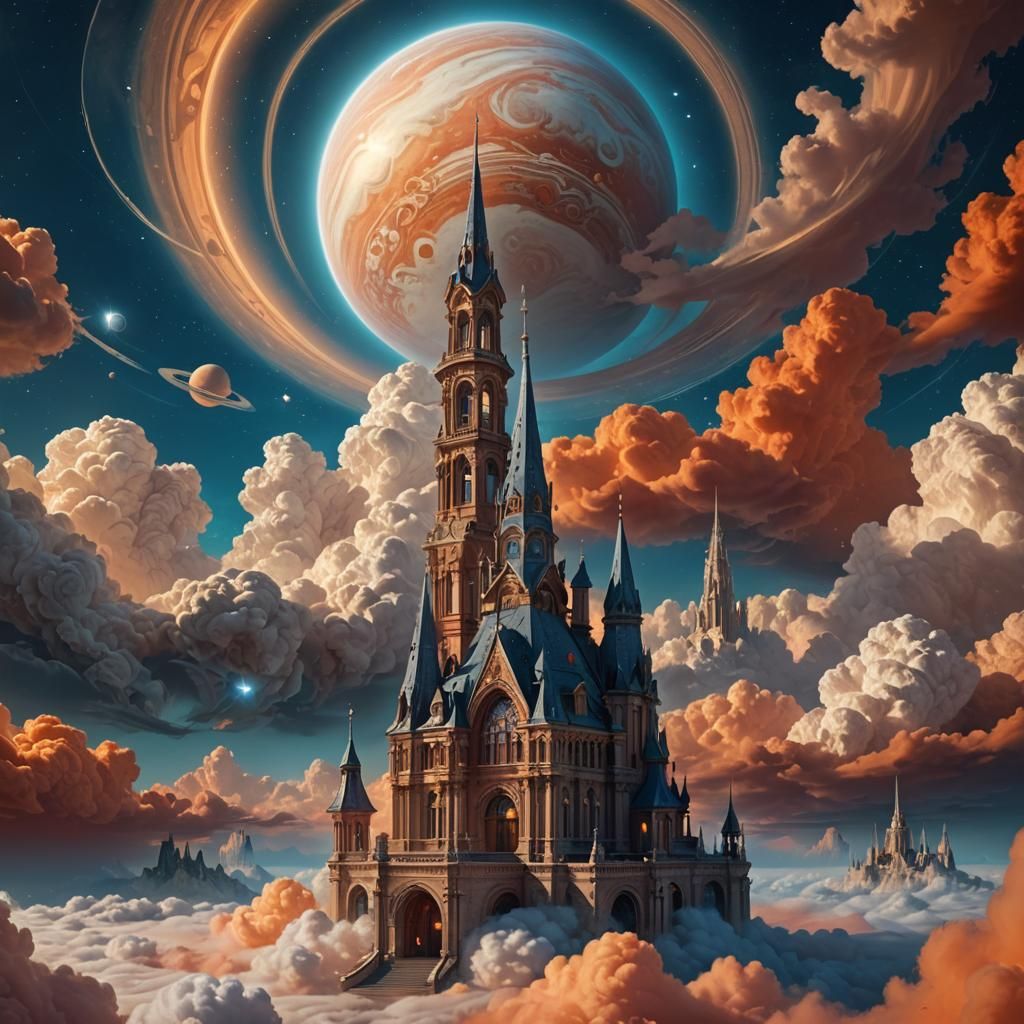 Surreal Architecture Meets Celestial Wonders in Cosmic Dream...