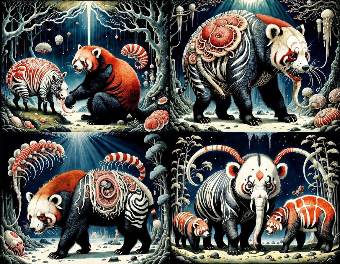 Bizarre Surreal Japanese Homunculus in Vivisection Scene wit...