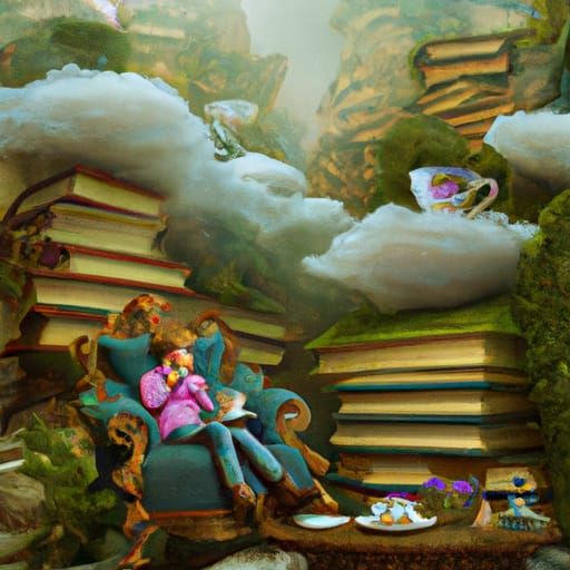 Dreamy Afternoon Amidst Whimsical Book Volumes