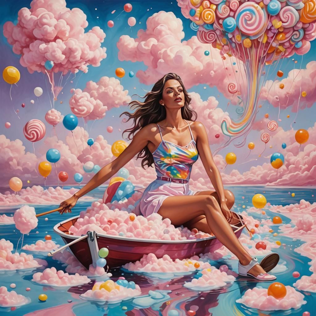 Whimsical Gouache Portrait of Mandy Thompson in Cotton Candy...