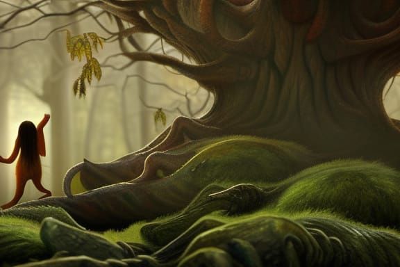 Dark Fantasy Scene in Oil on Canvas Style