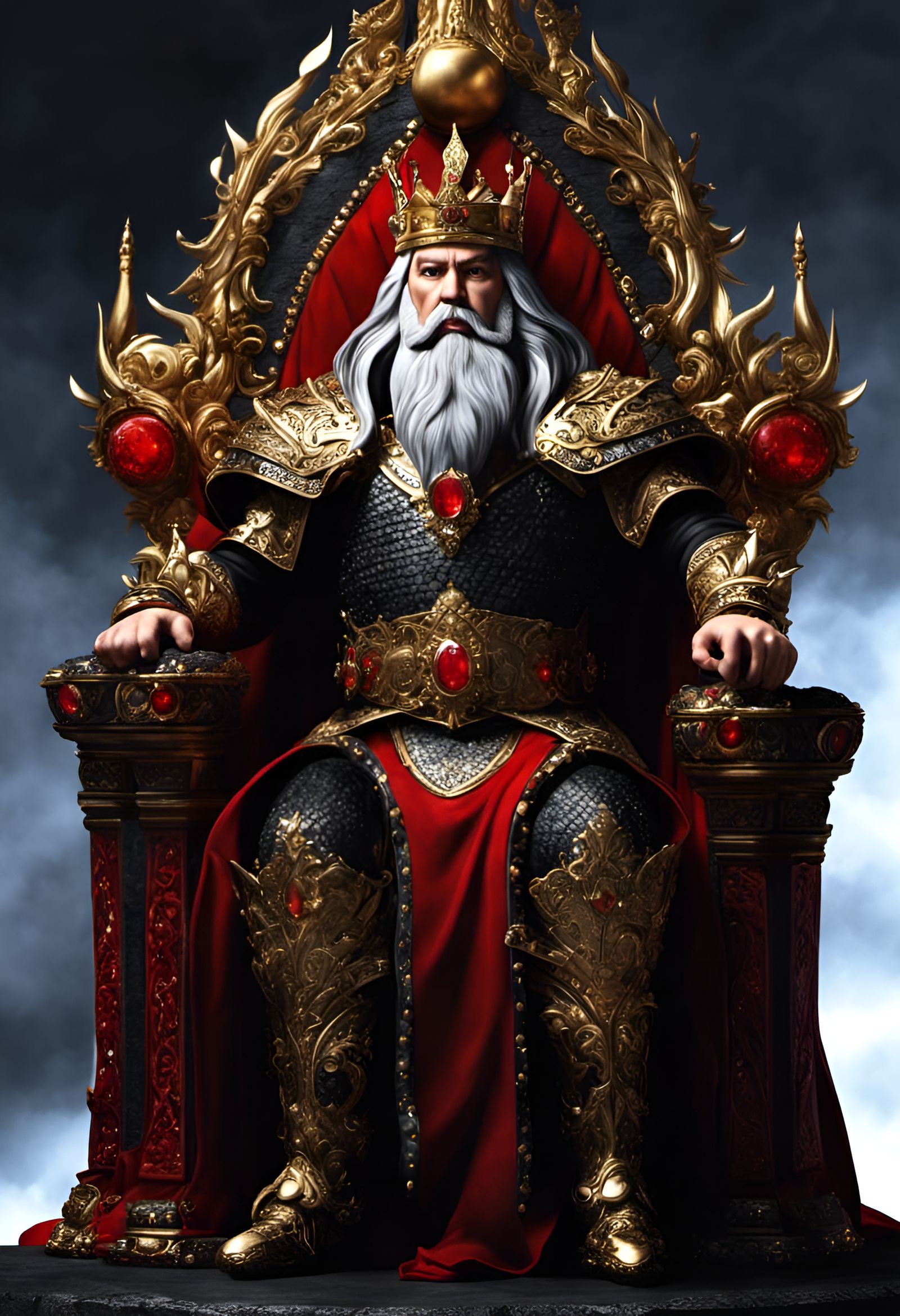 Ultra Realistic Dwarf King in Regal Fantasy Armor