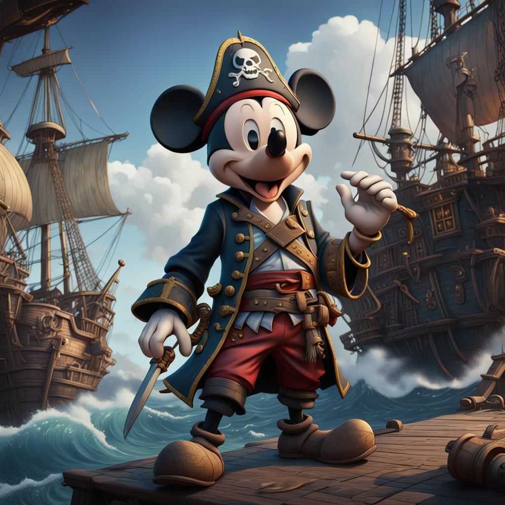 Fantastical Pirate Mickey Mouse in Vivid Colors