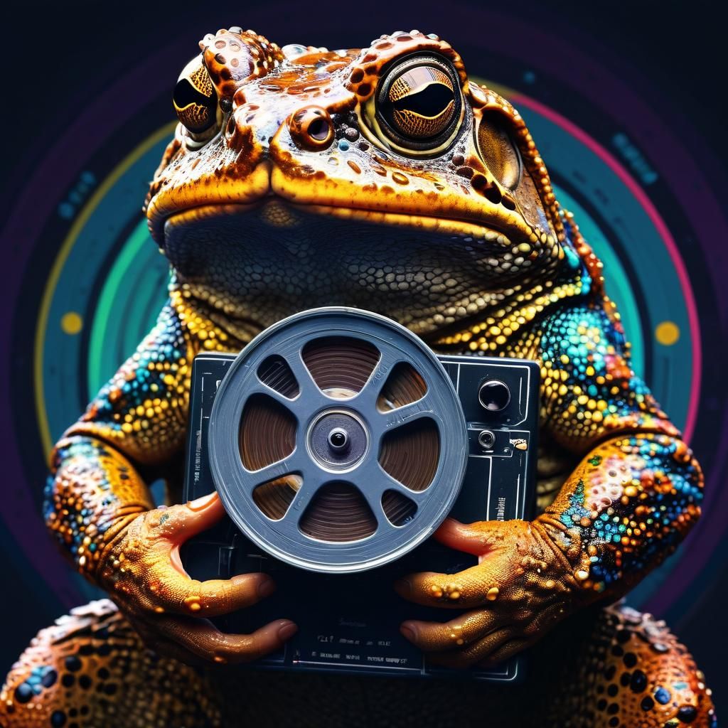Triadic Cane Toad Film Star in Bold Pop Art Style