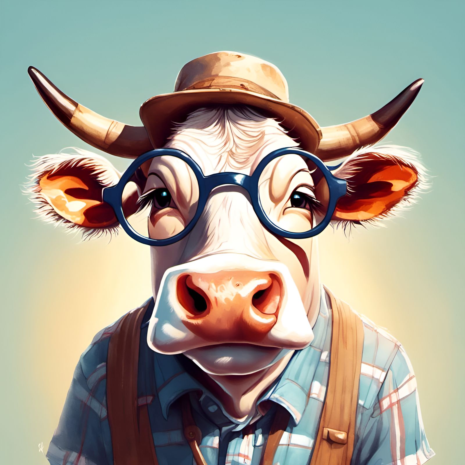 Adorable Anthropomorphic Cow at Farmers Market