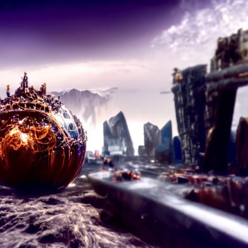 Epic 3D Digital Painting of a Detailed Sphere in a Dramatic...