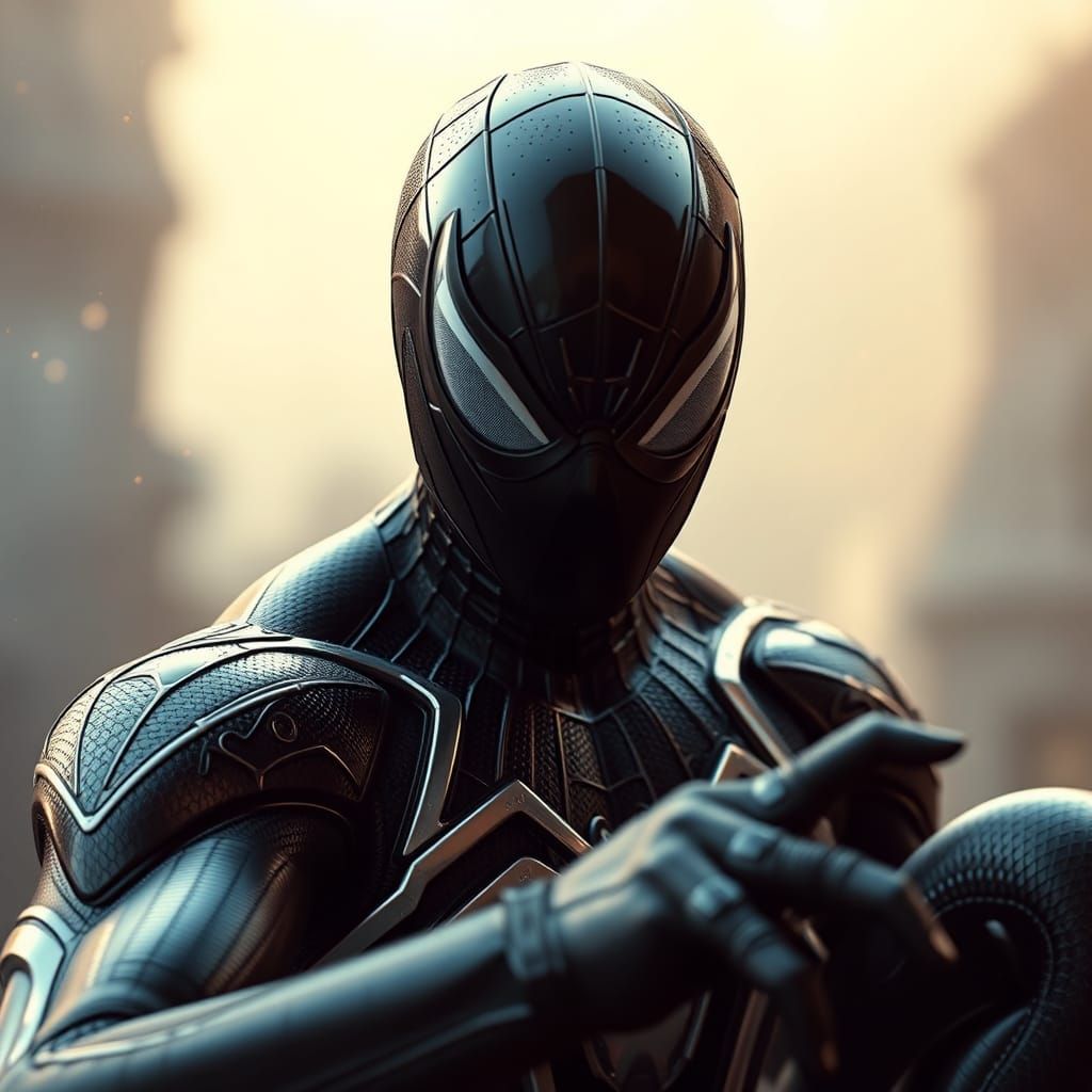 Black Spidey Venom in 3D Photorealistic Style