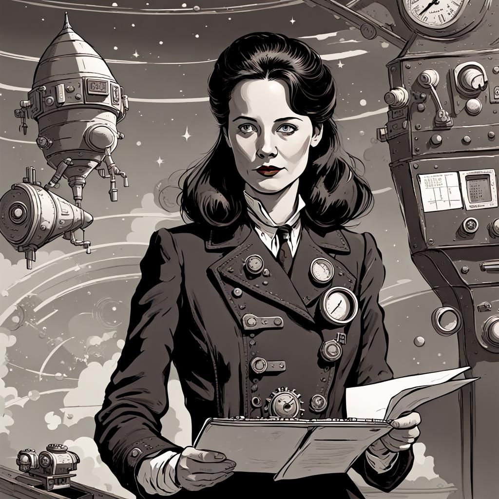 Steampunk Girl Records Rocket Readouts in Space