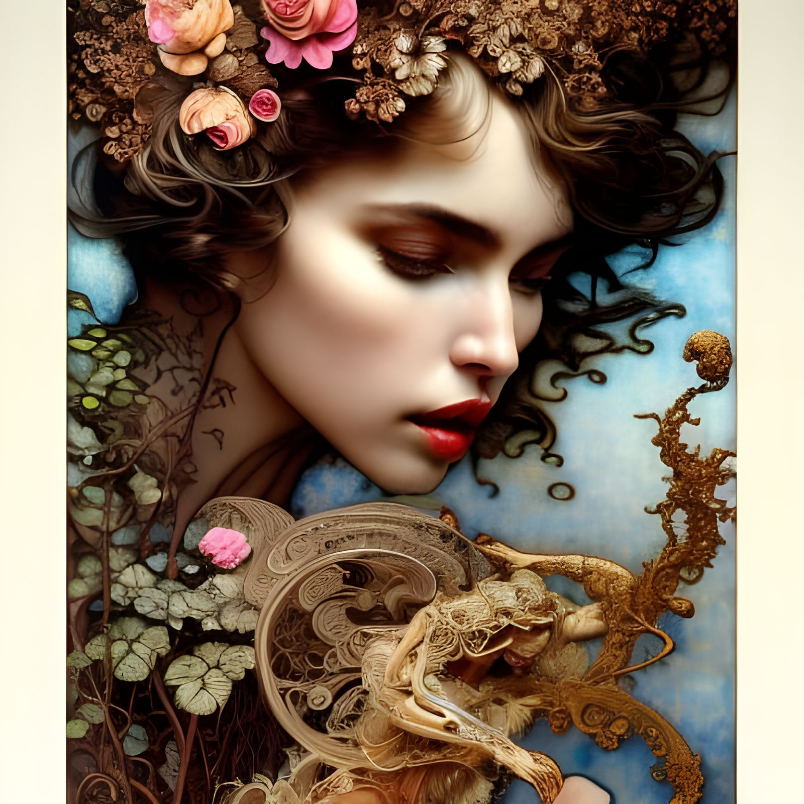 Regal Portrait of Ana de Armas in Intricate Rococo Style