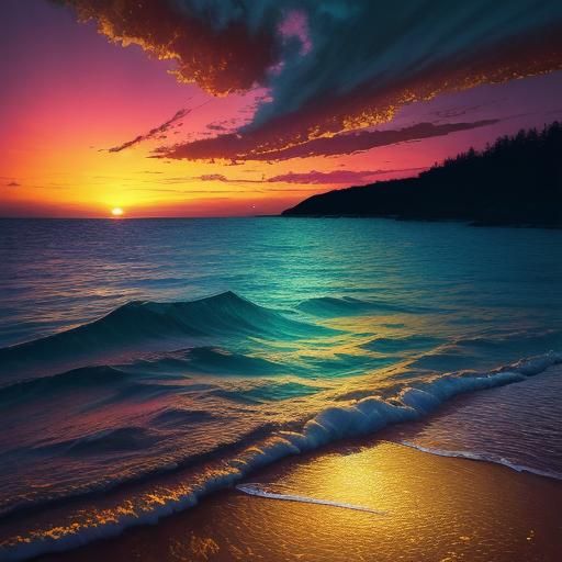 Vibrant Sunset with Tear of Golden Light