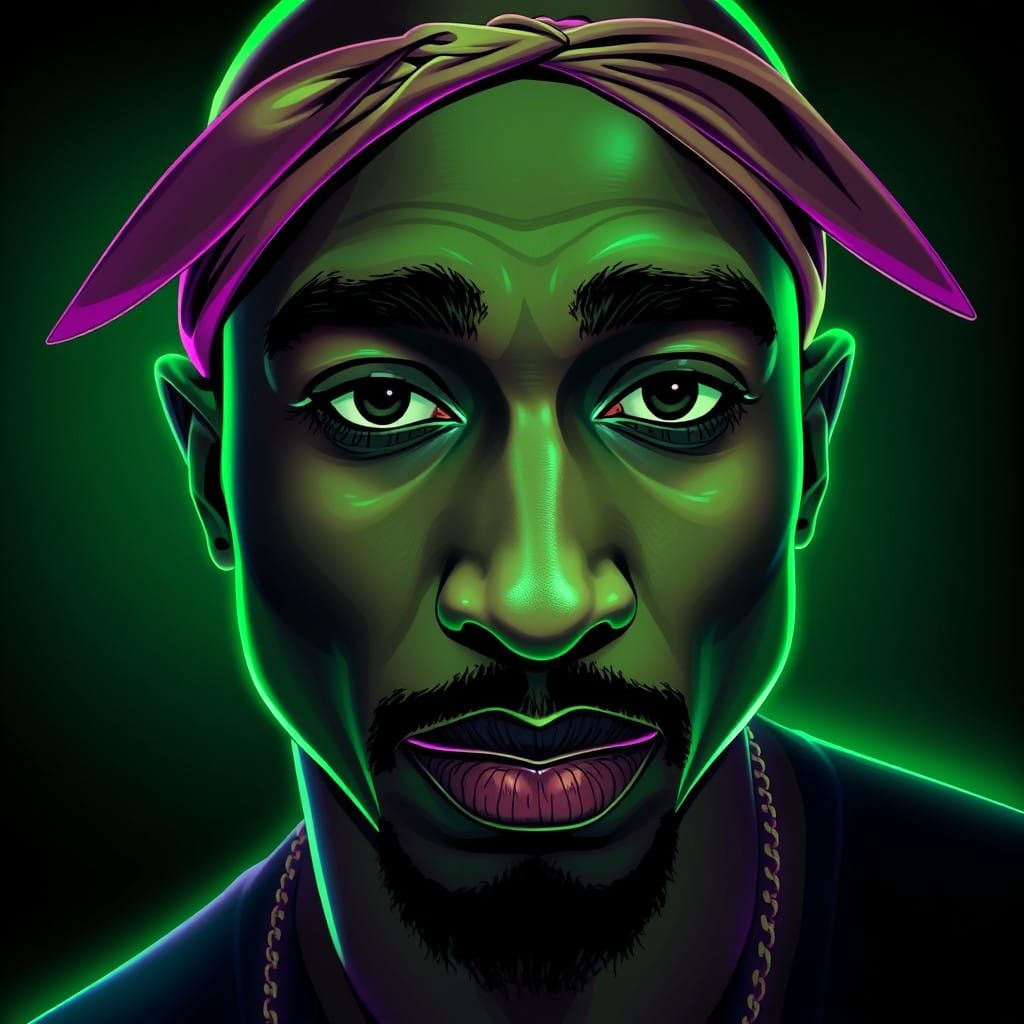 Photorealistic Hologram Portrait in Neon Green