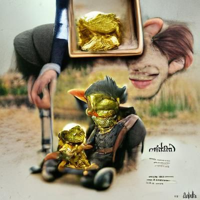 Miserly Goblin Surrounded by Treasure trove in Realistic Art