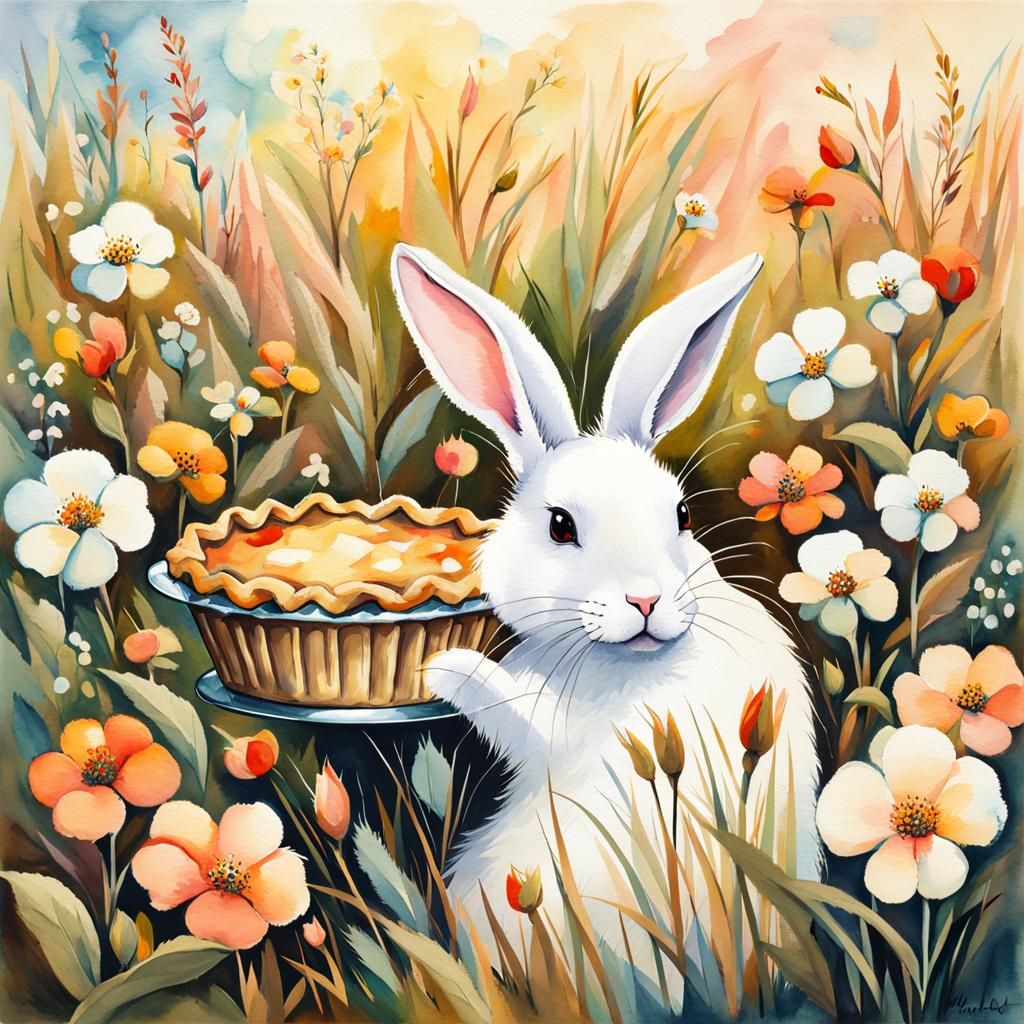 Delicate Spring Bunny in Whimsical Watercolor Style