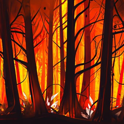 Ethereal Inferno in a Darkened Woodland