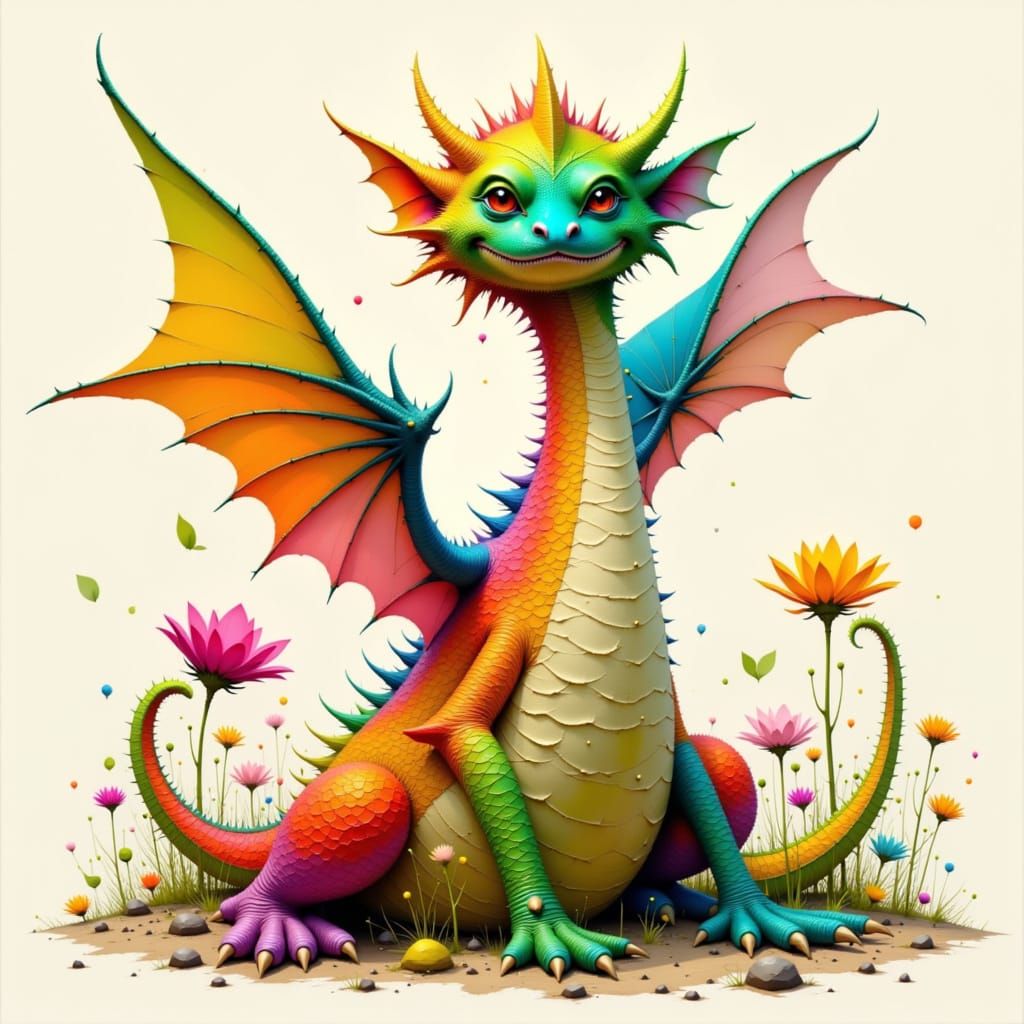 Lychee-Dragon Hybrid in Watercolor Style