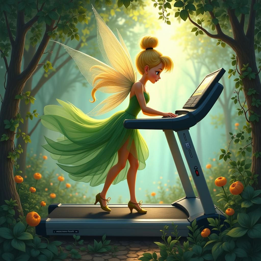 Whimsical Tinkerbell on a Fitness Adventure