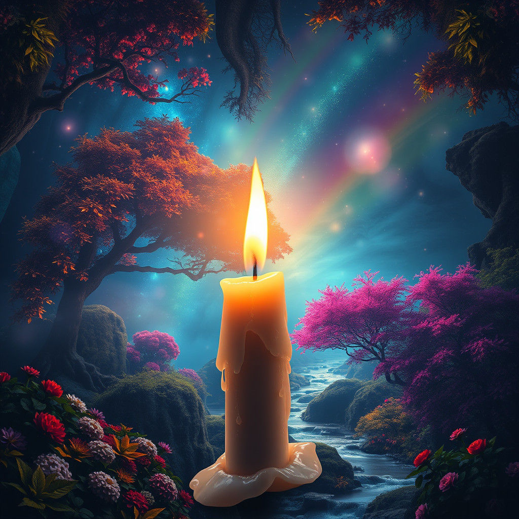 A candle that casts a mysterious luminous spell