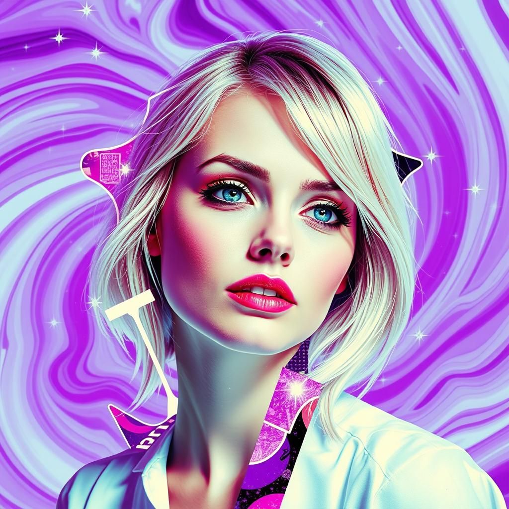 Surrealist Kaleidoscope Portrait with Neon Hues