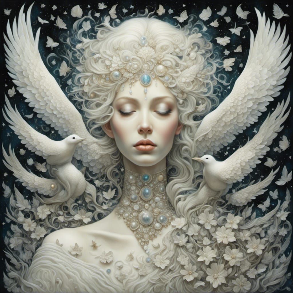 Cosmic Goddess Reaches for the Stars with Ravens