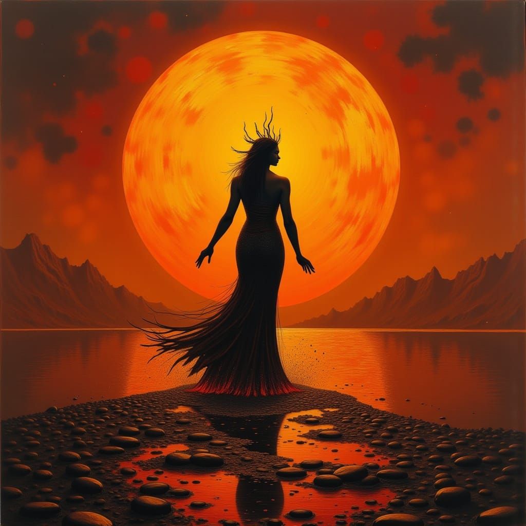 Goddess of Creativity at Sundown in Egyptian Style