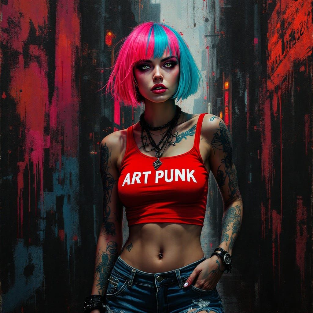 Emotional Void: A Rebellious Figure in Neon Hues