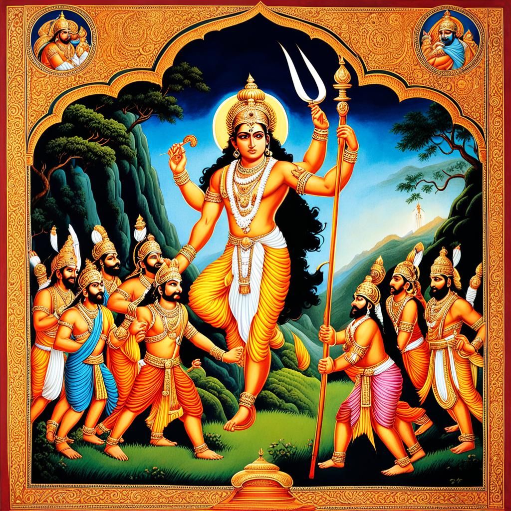 Indrajit (son of Ravana, Rakshas, Asur, evil spirit) hurls, throw, send, propel a powerful weapon at Lakshmana (Brother ...