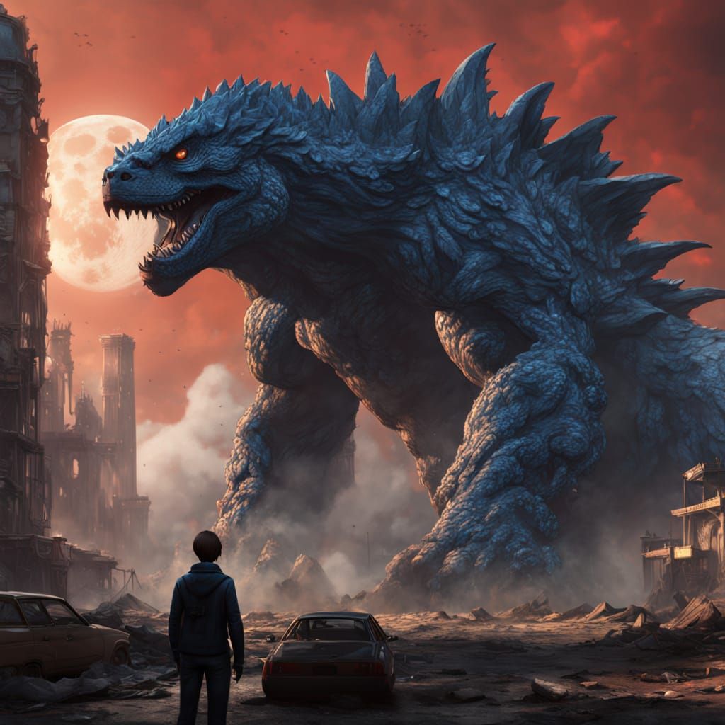 Vault Dweller Goddess Outsmarts Godzilla in Dazzling Blue Bl...