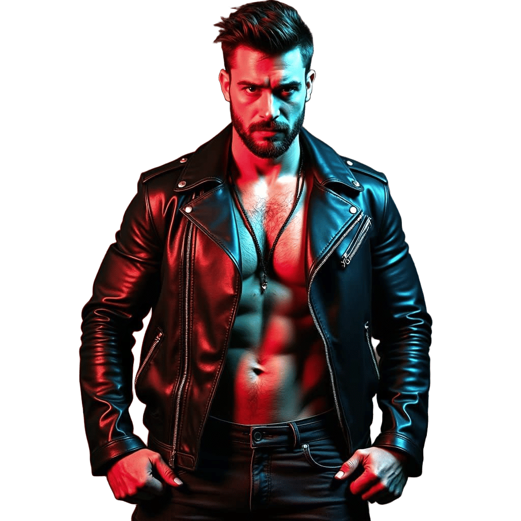 Gay Muscle Bear in Leather Harness