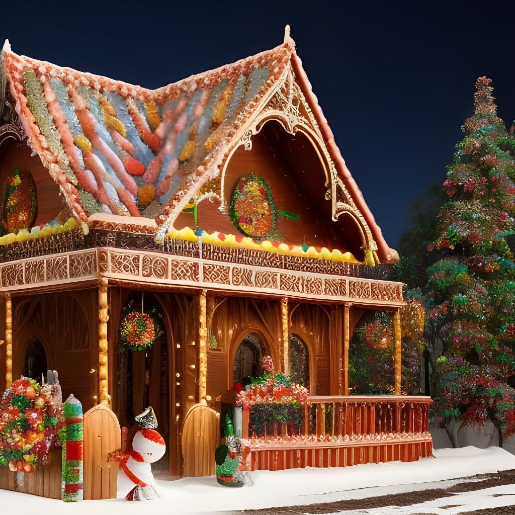 Magnificent Gingerbread Manor in Whimsical Aquarel Style