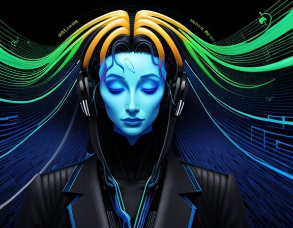 Abstract Blue Sound Waves Representing Neuroplasticity and S...