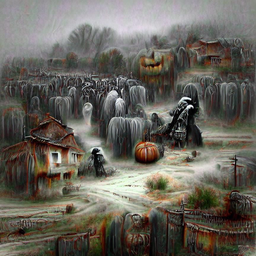 Mysterious Halloween Metropolis Emerge at Dusk