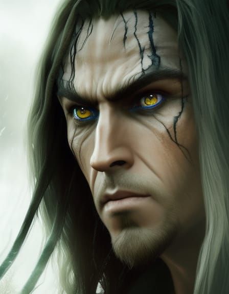 Elven Vampire Druid Portrait in Dark Fantasy Style