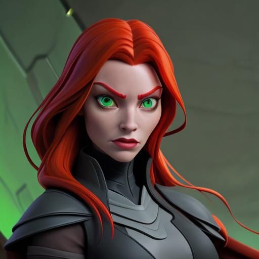 Female Sith Lord with Red hair and green eyes