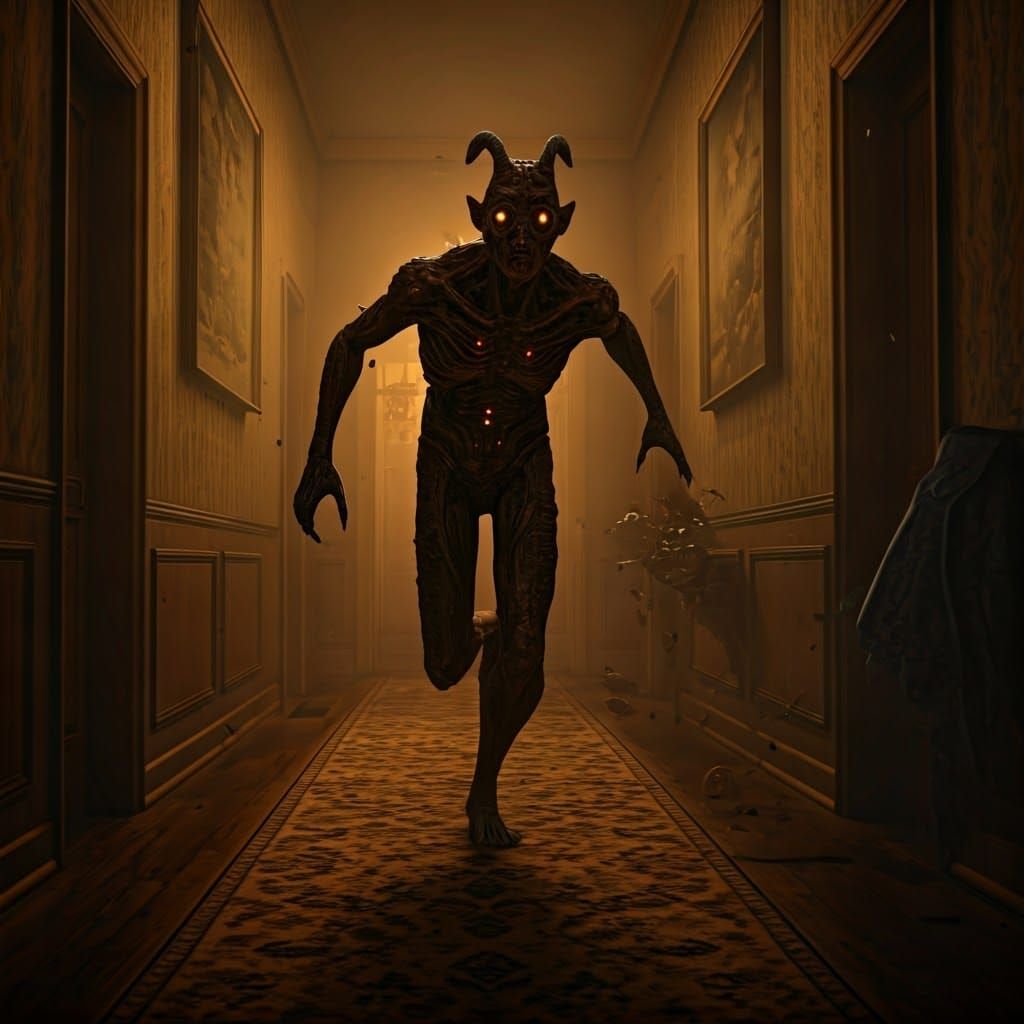 Ethereal Horror Figure in Dark Southeastern Desert Abode