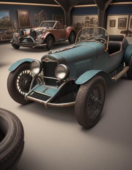 Vintage Racing Car in Museum, Captured with Care