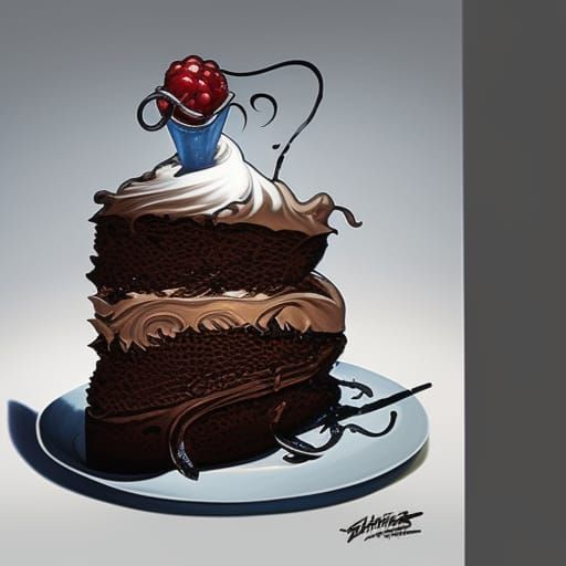 Hyper-Realistic Gourmet Chocolate Cake Portrait Art