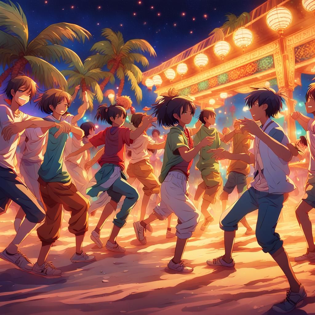 Vibrant Festival Scene in Anime-Inspired Digital Art