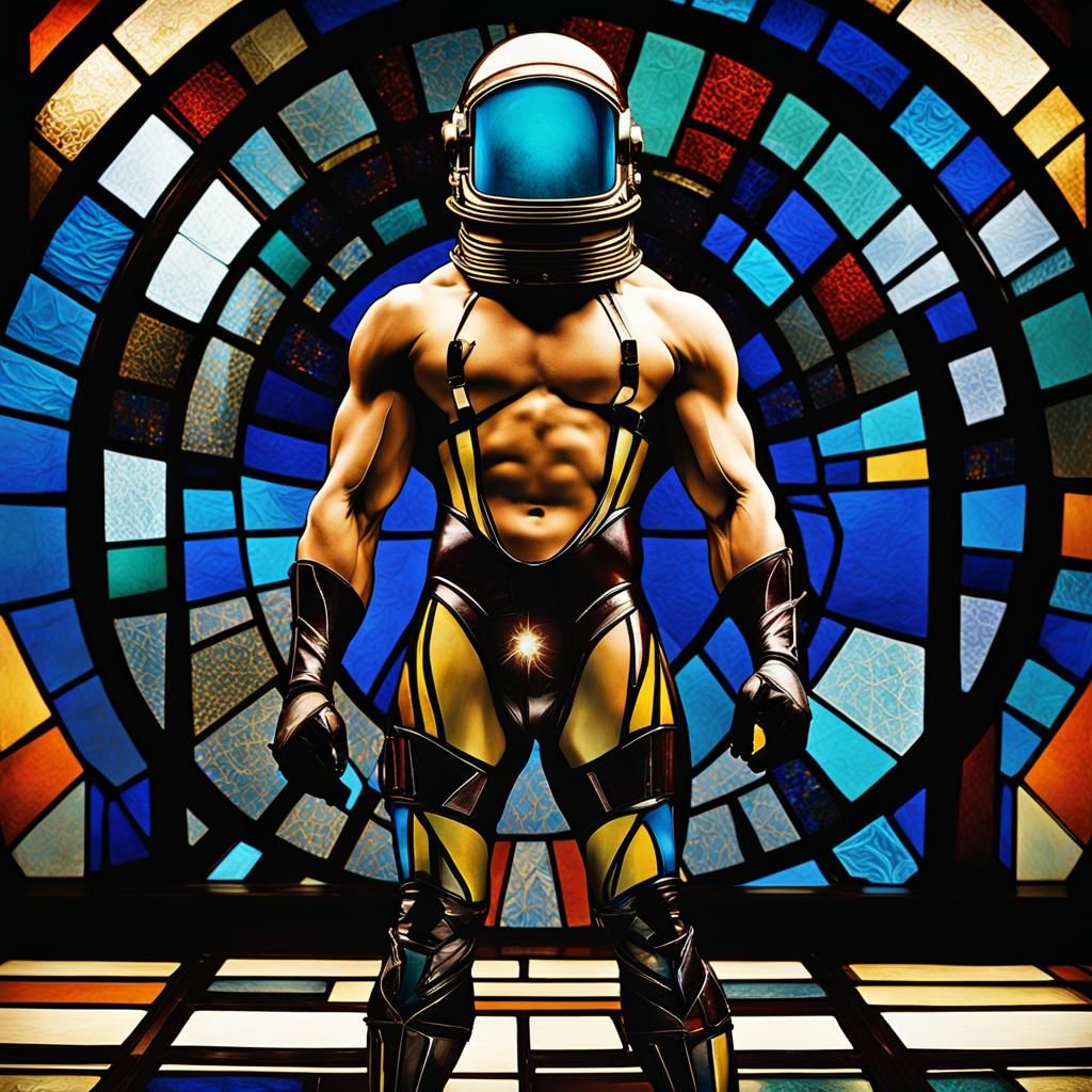 Art Deco Spaceman in Stained Glass
