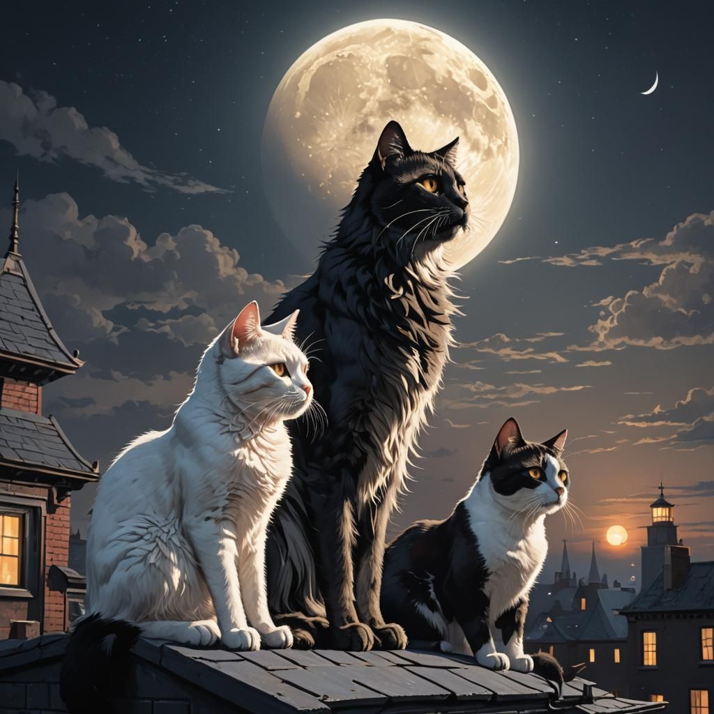 Cats Under the Ethereal Moon
