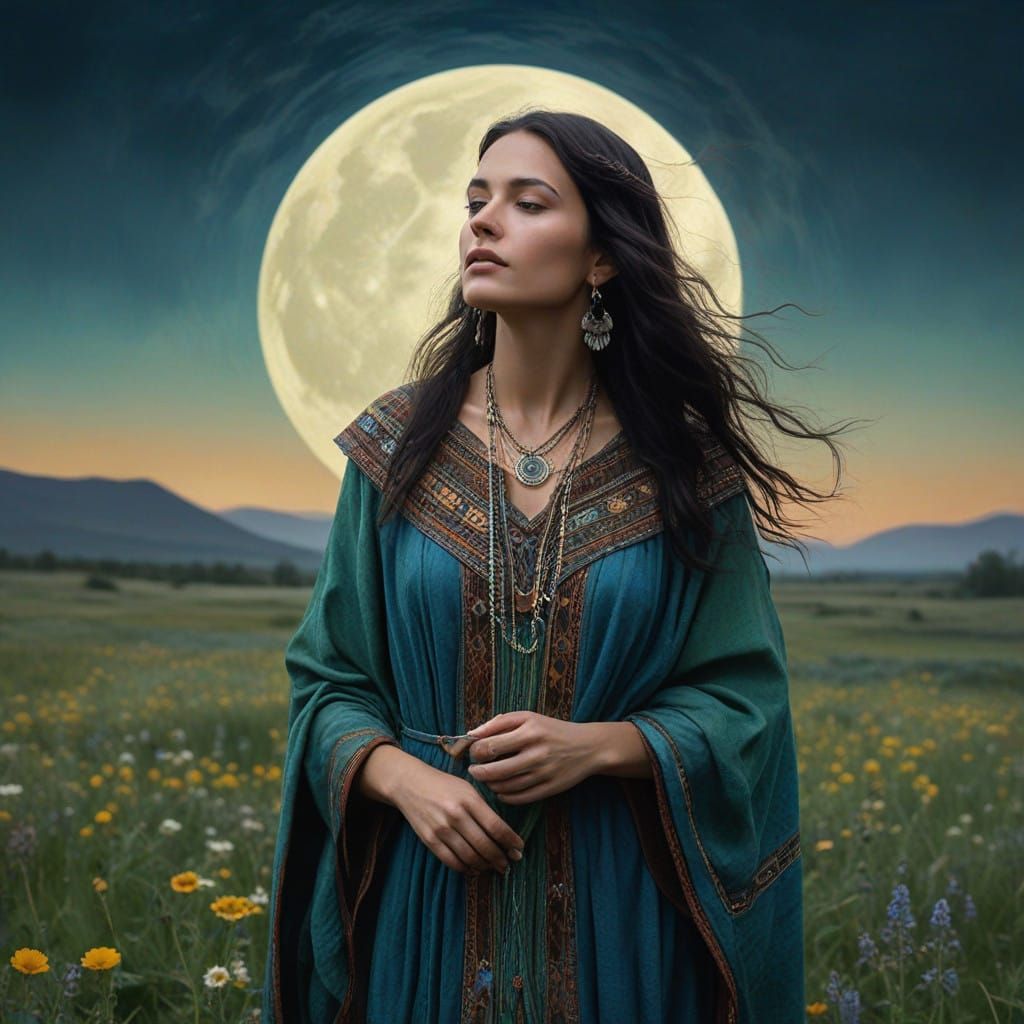Enchanted Shamaness in Ethereal Meadow