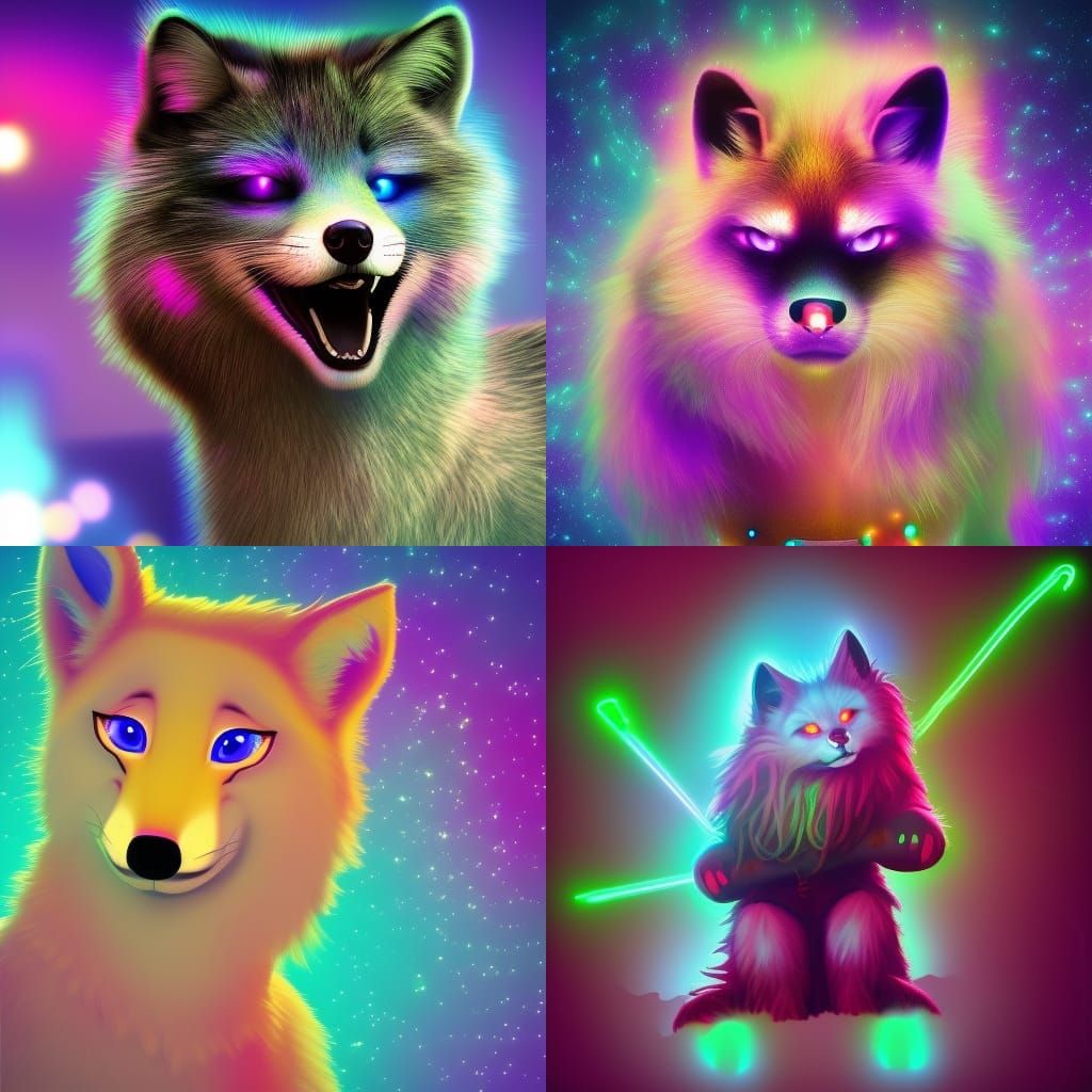 Epic Cinematic Neo-Futuristic Fox in Maximalist Digital Pain...