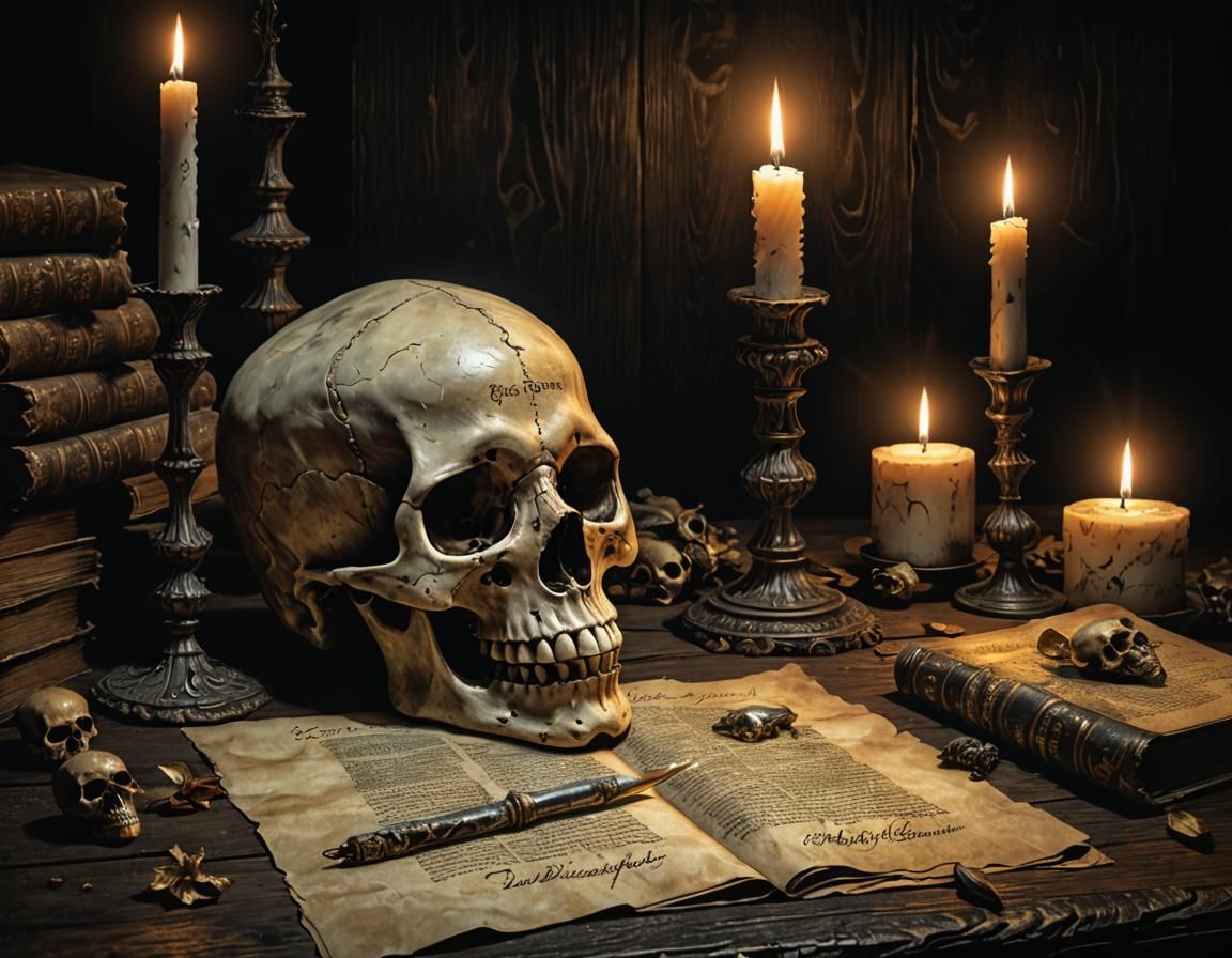 Surreal Study of a Skull in Muted Academic Art