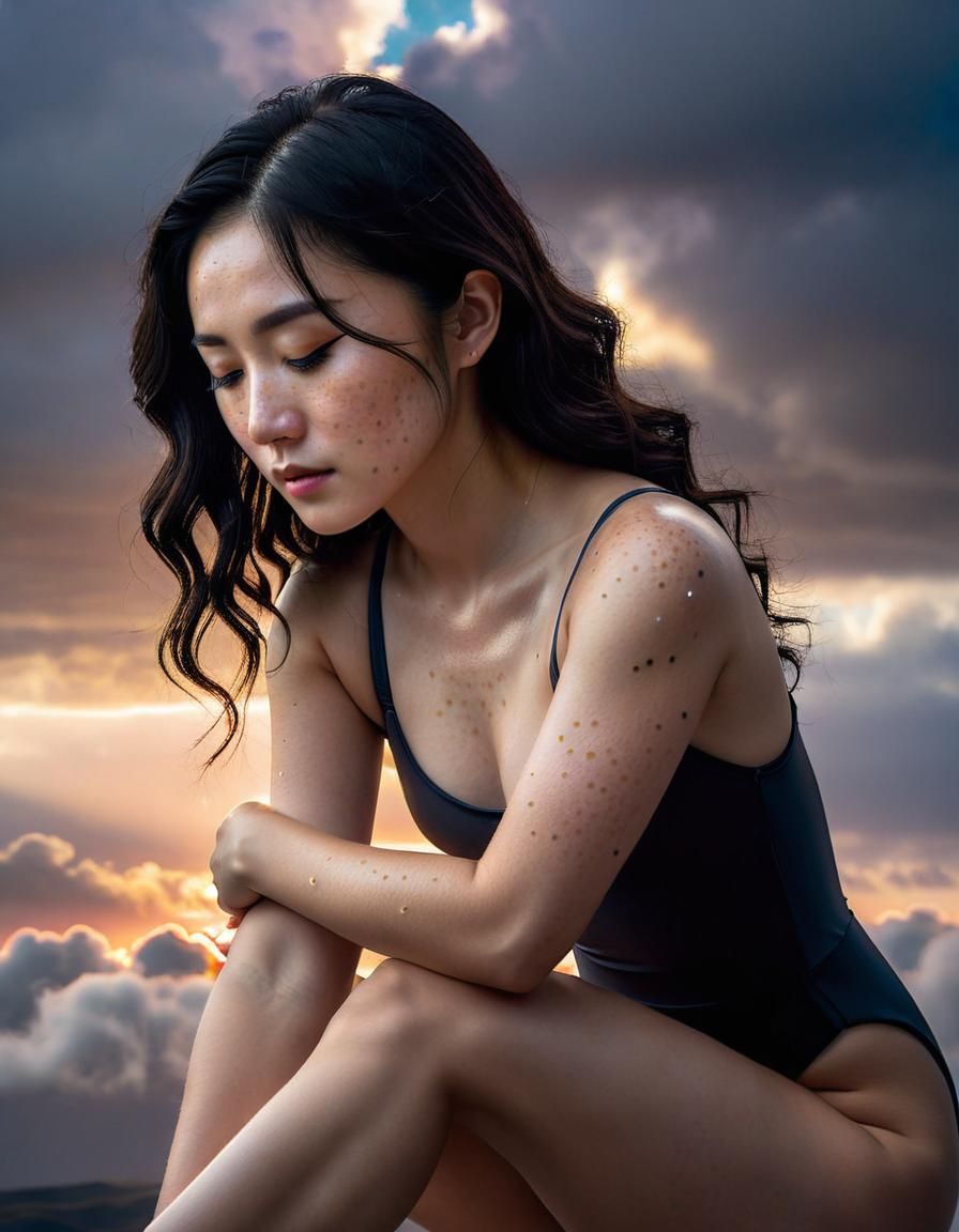 Angelically Lit Korean Woman in Ballet Pose