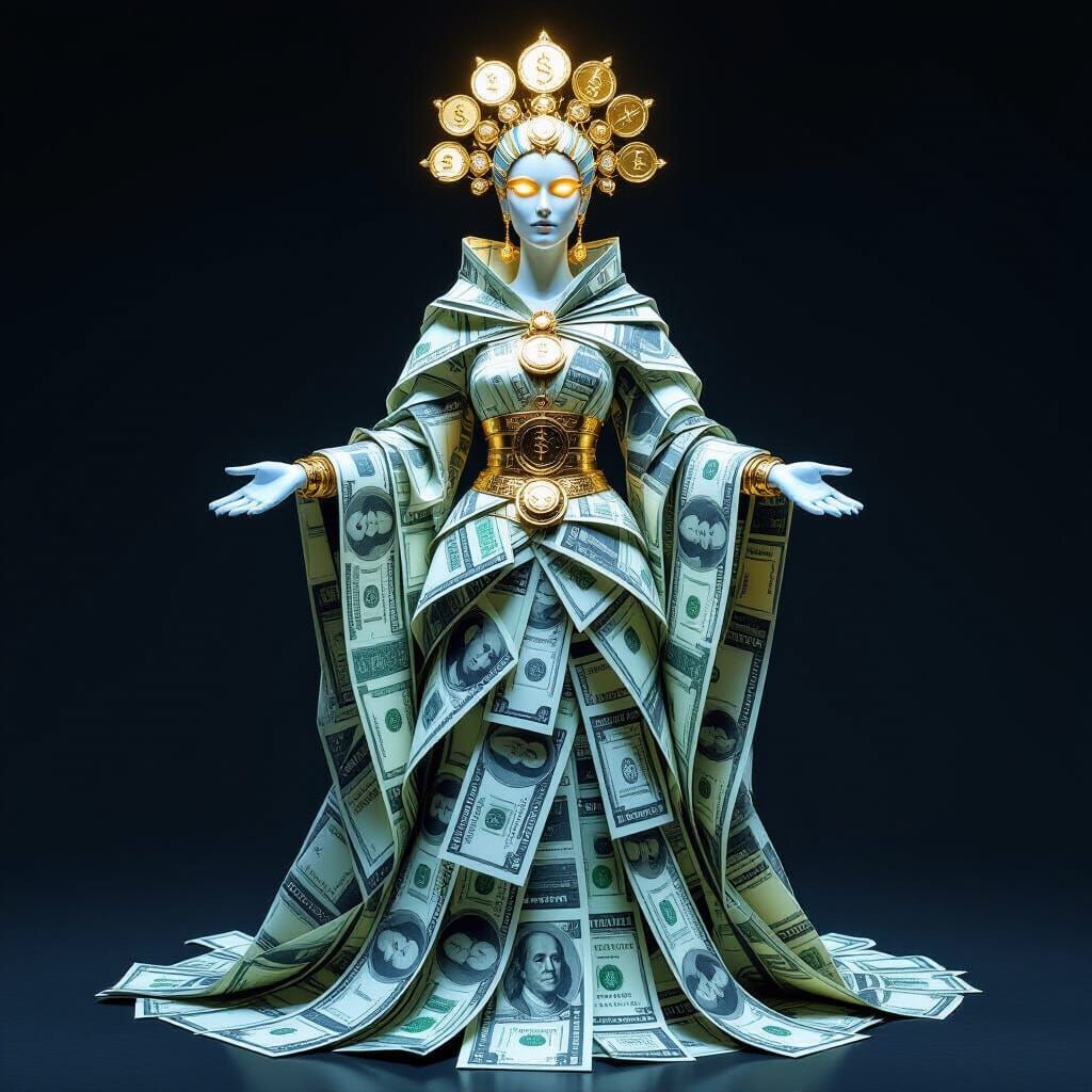 Surreal 3D Sculpture Crafted from Money