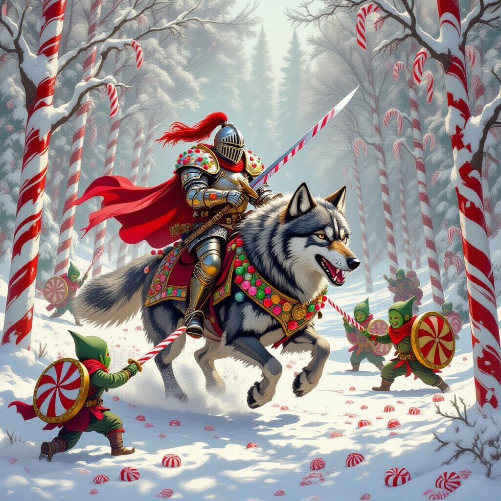 Candy Knight on Armored Wolf Charges into Battle