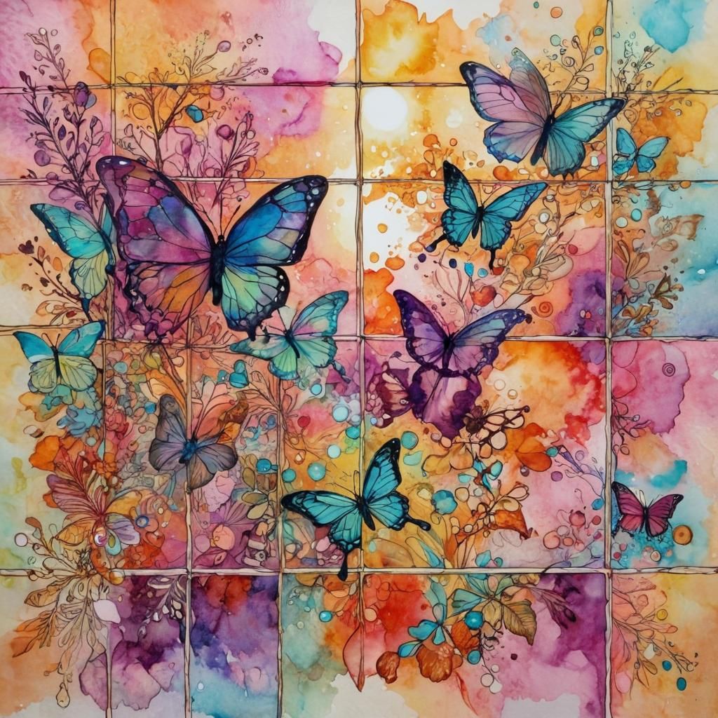 Surreal Sunset Dreamscape in Vibrant Alcohol Ink