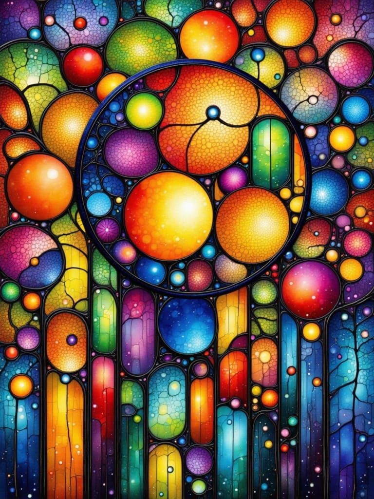 Vibrant Geometric Abstraction in Abstract Expressionist Styl...