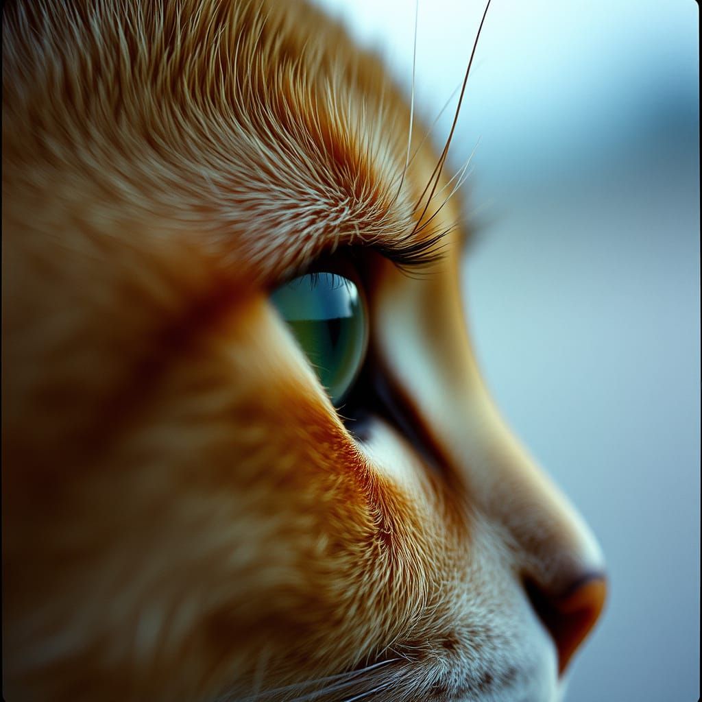 Cinematic Cat Portrait with Piercing Green Eyes
