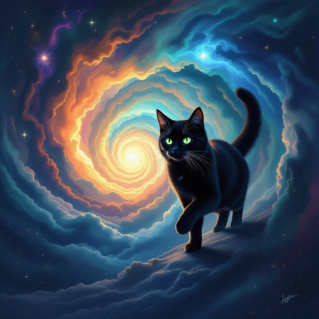 Black Cat Steps Into Cosmic Infinity