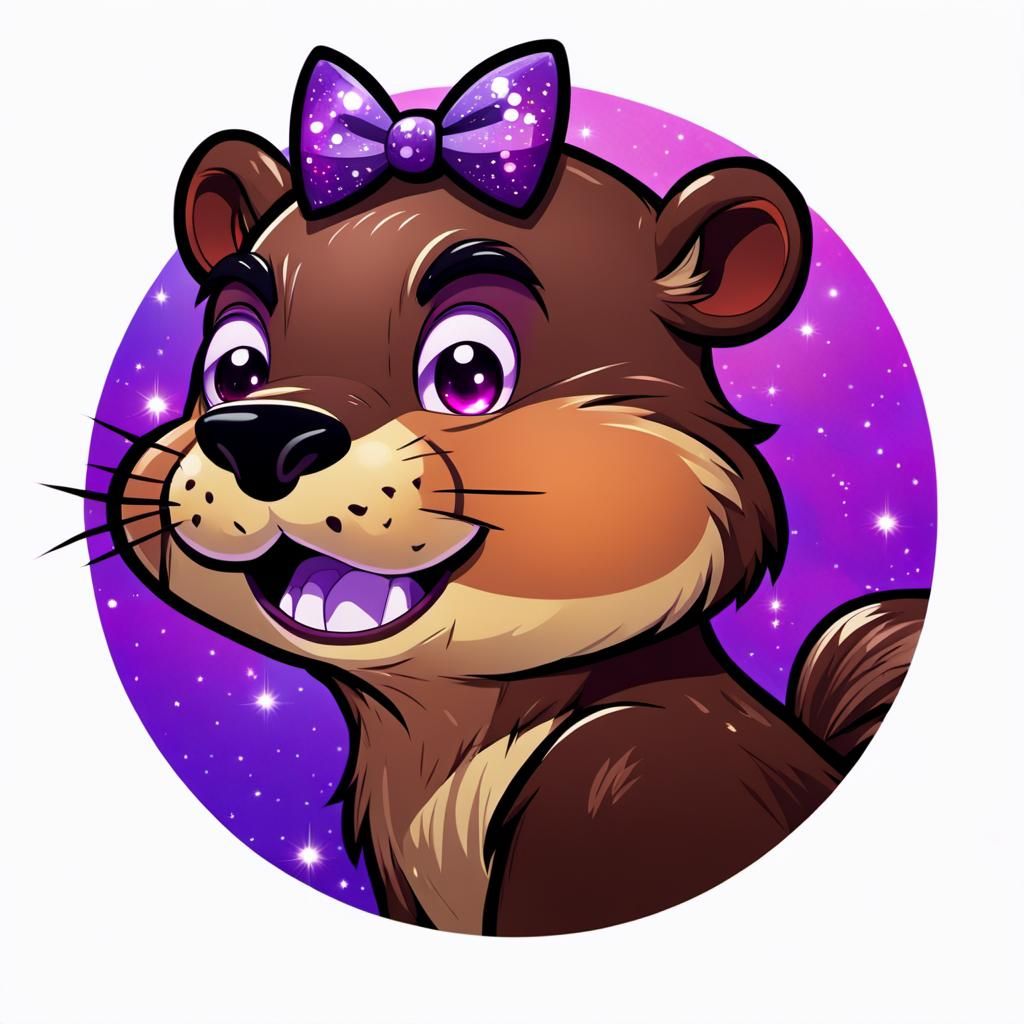 Anime-Inspired Beaver Cartoon with Pastel Highlights and Spa...